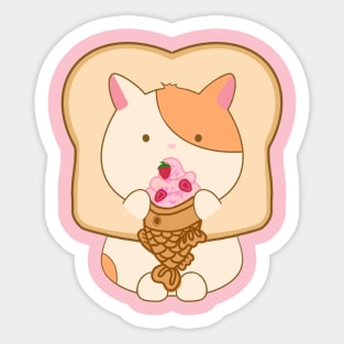 Kitty Eating Ice Cream Taiyaki Sticker